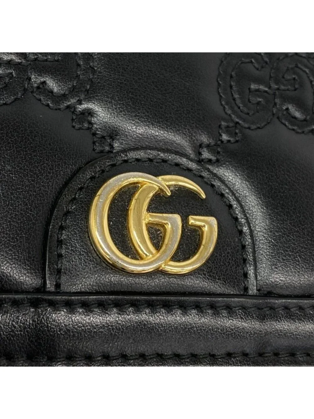 Gucci Wallet GG Matelasse Leather Black Gold - Picture 7 of 8